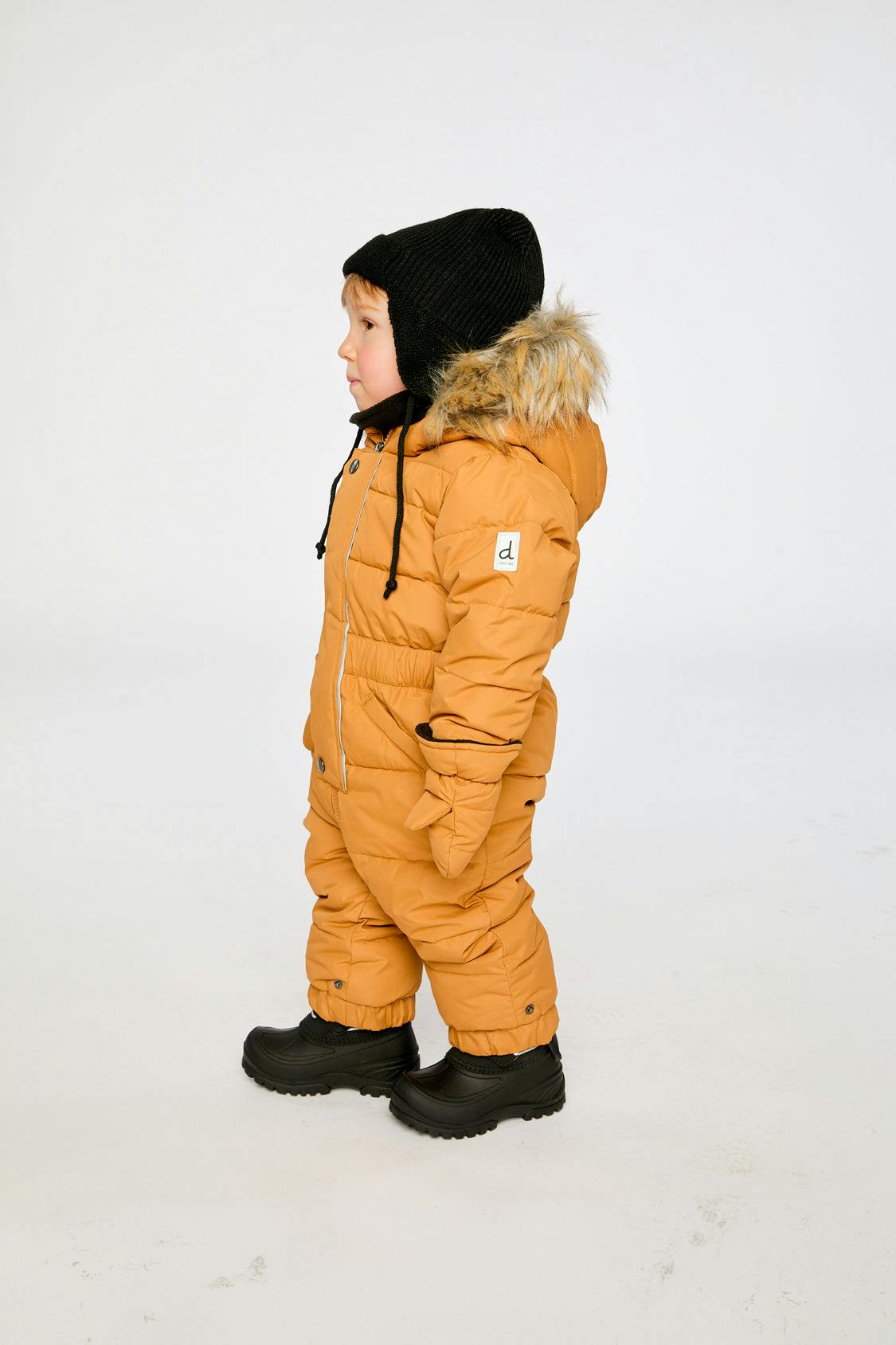 Baby Original One Piece Puffy Snowsuit With Removable Mittens And Boots Brown Sugar