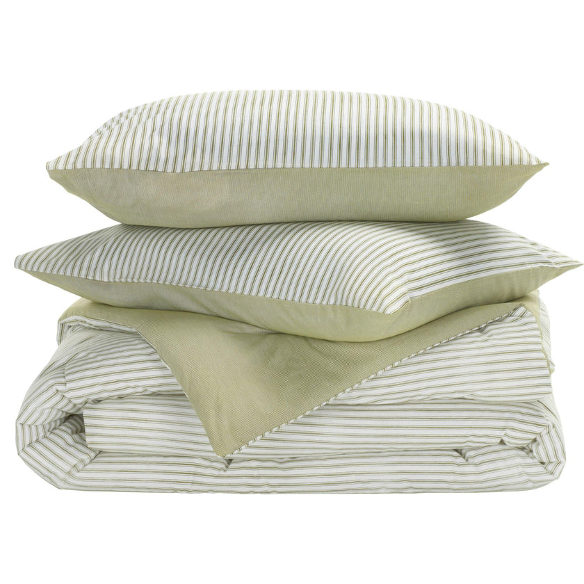 Stripe Reversible Comforter Set, Green