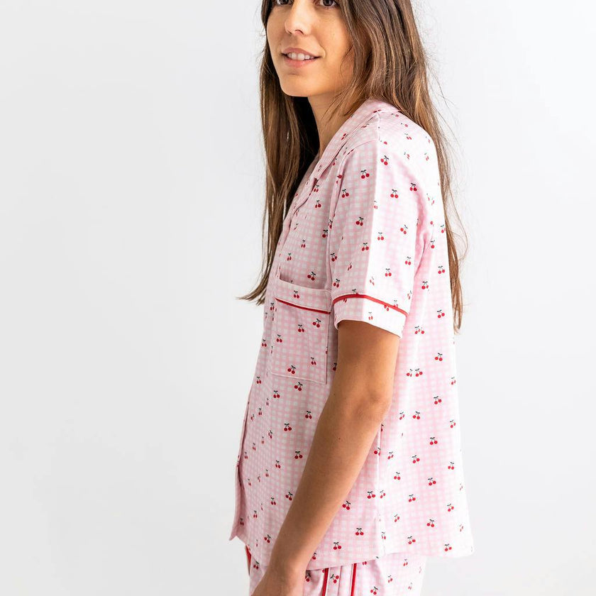 Cherries Woman's Pima Cotton Short Pajama Set