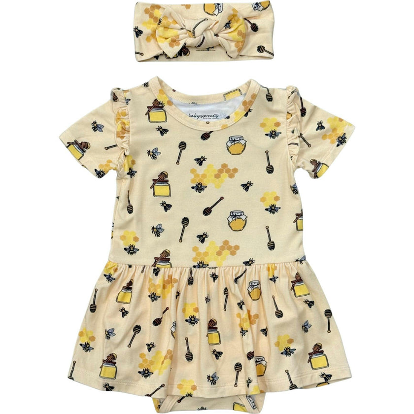 Girl's Short Sleeve Bodysuit Dress Set