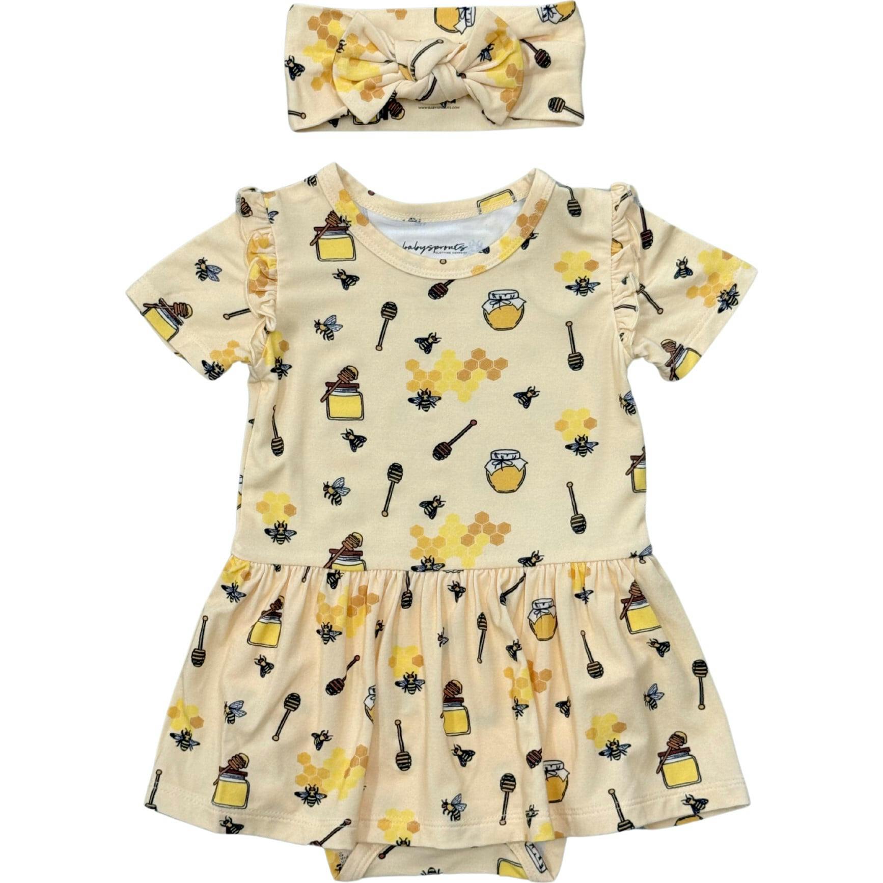 Girl's Short Sleeve Bodysuit Dress Set