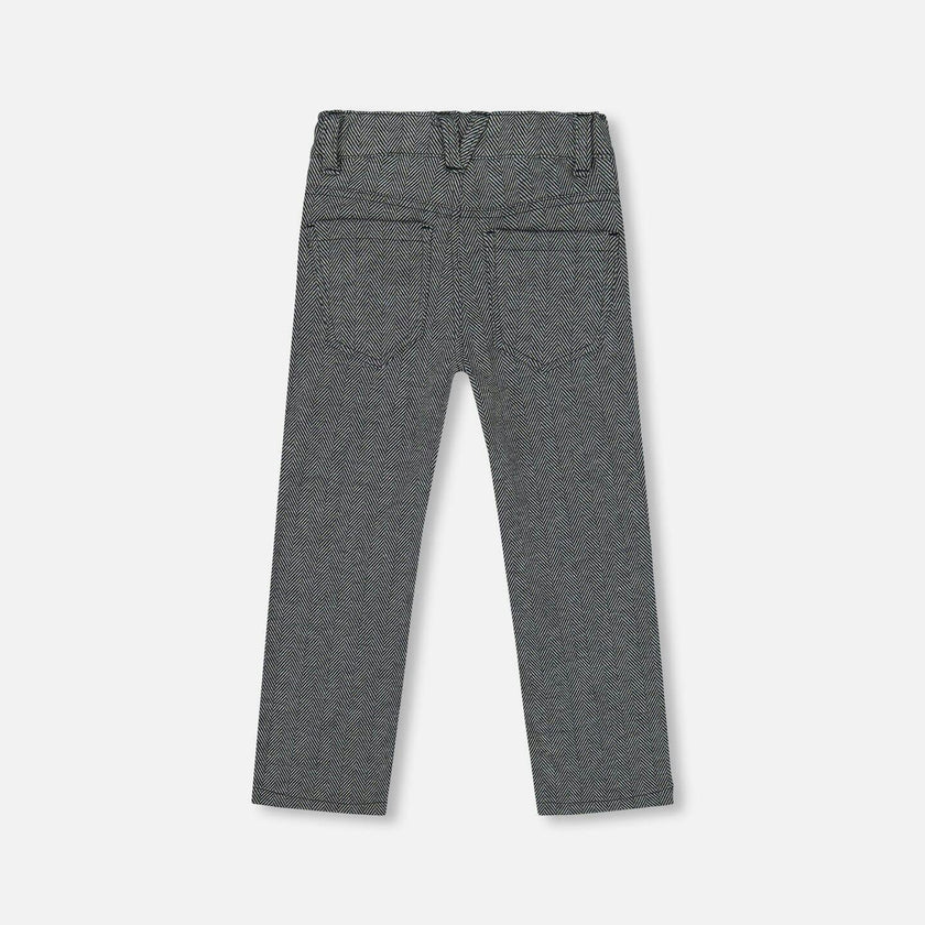Stretch Jacquard Pants Grey Herringbone