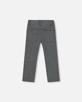 Stretch Jacquard Pants Grey Herringbone