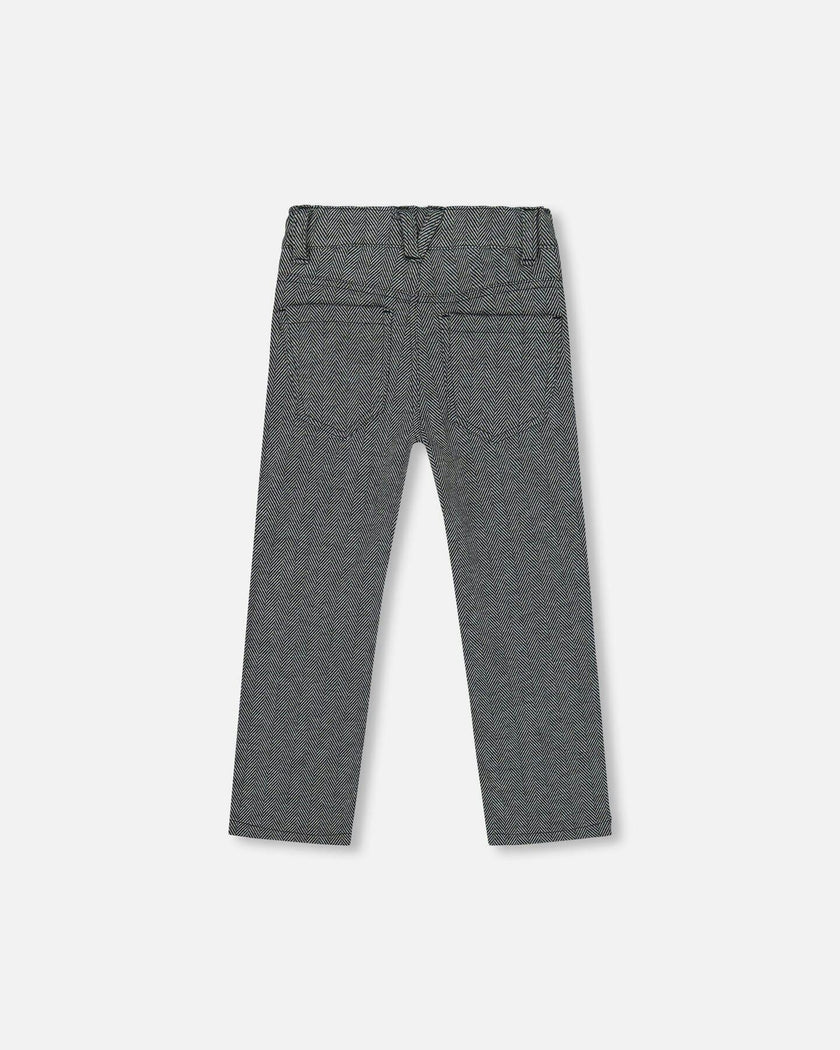 Stretch Jacquard Pants Grey Herringbone