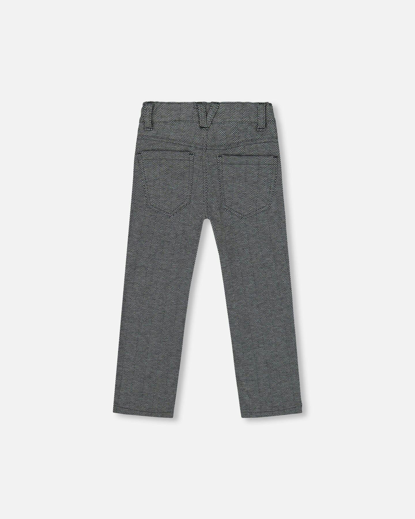 Stretch Jacquard Pants Grey Herringbone
