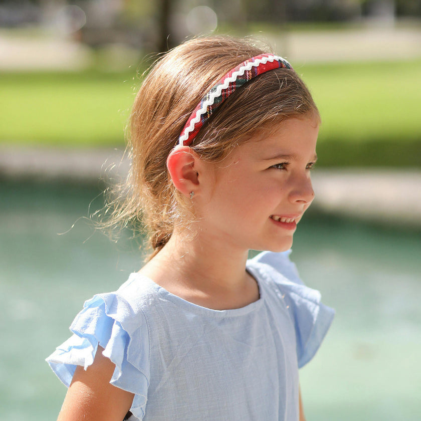 Plaid Ric Rac Headband in Scottie Stewart