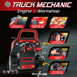 Truck Mechanic Engine Workshop (Red) - Cool Take Apart and Rebuild Engine with Remote Control Car Key