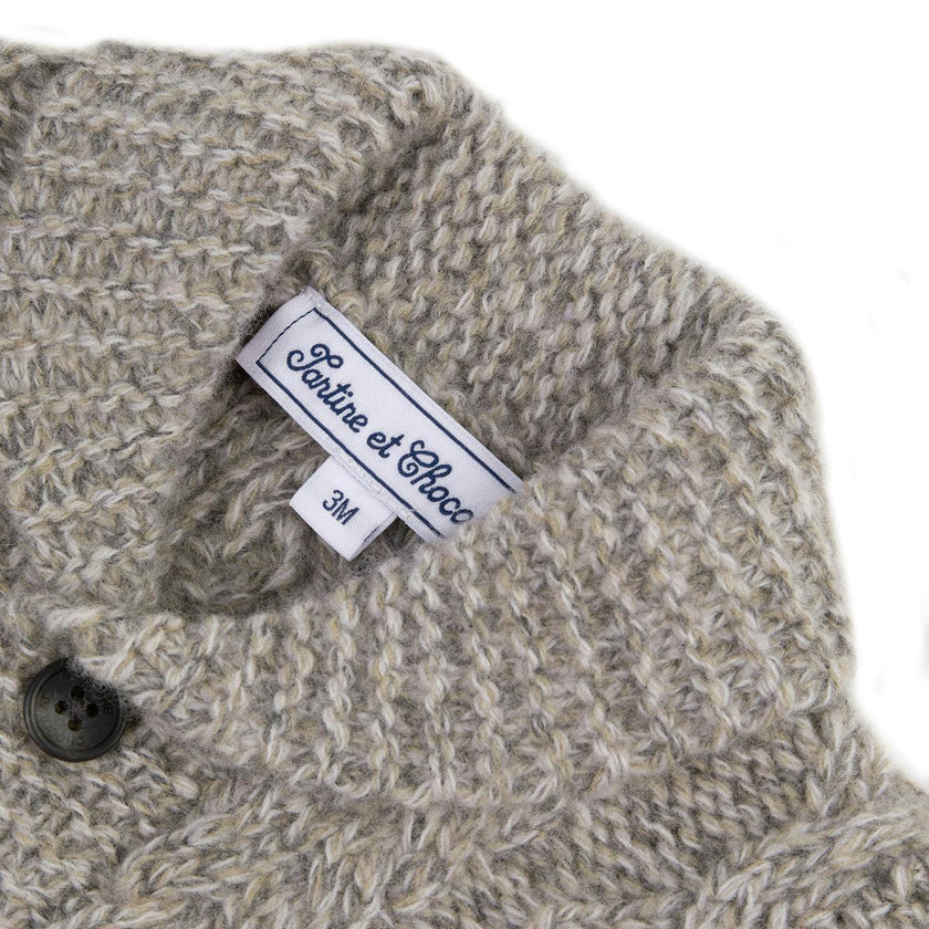 Baby Shawl Collar Cable Knit Button-Down Cardigan