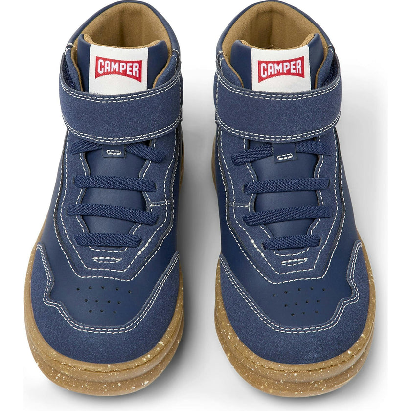 Runner Four Ankle Velcro Closure Leather Sneakers, Blue