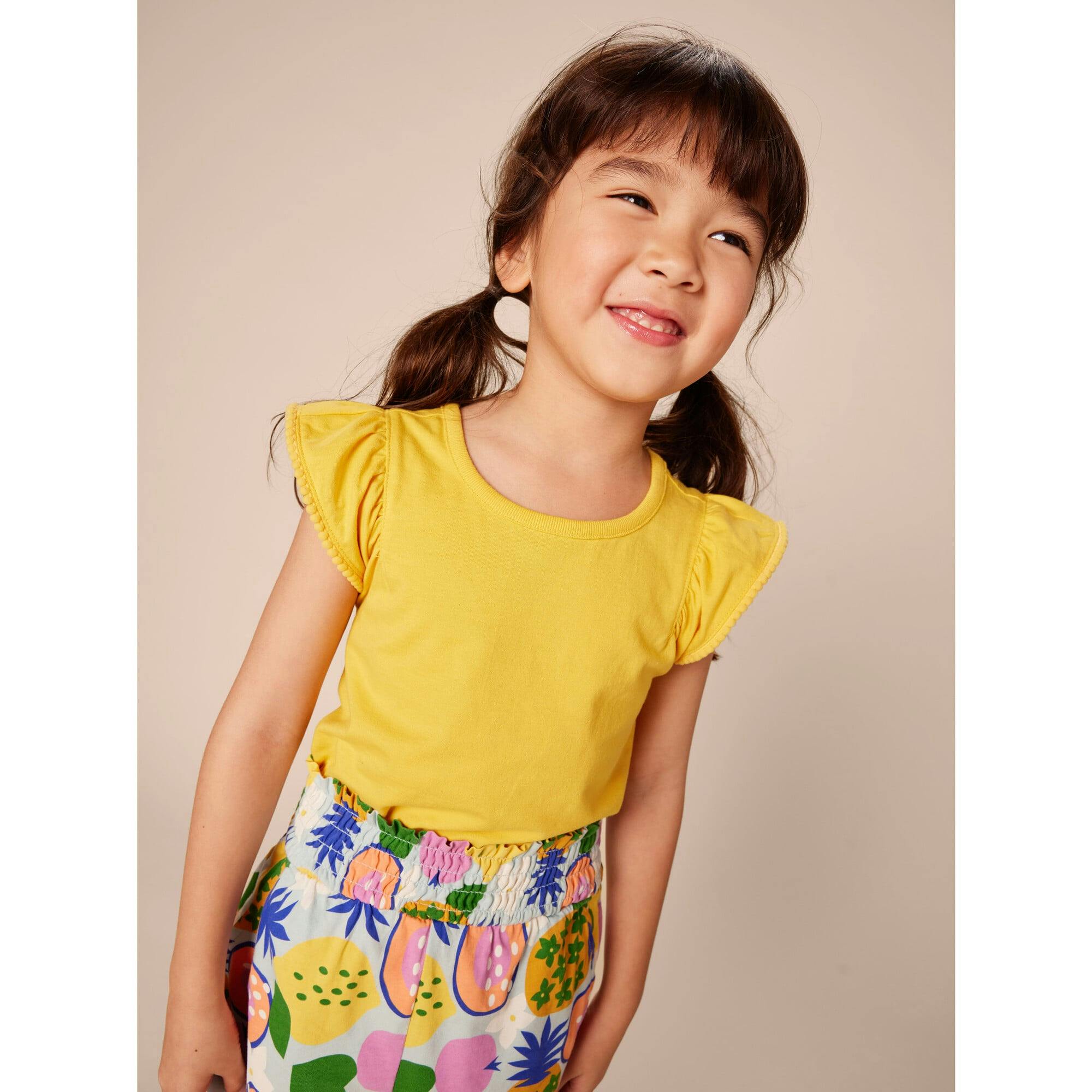 Paperbag Smocked High-Waist Mid-Thigh Shorts, Multi