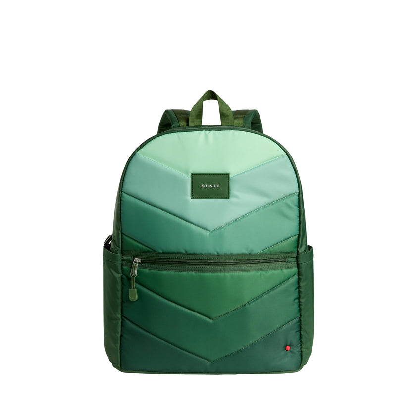 Kane Double Pocket Large Backpack, Green Chevron
