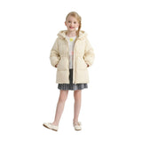 Beige Ruffle-Hood Coat with Matching Scarf