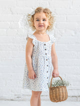 Maisy Muslin Ruffle Strap Dress - Rosebay Floral / Coconut + Sea