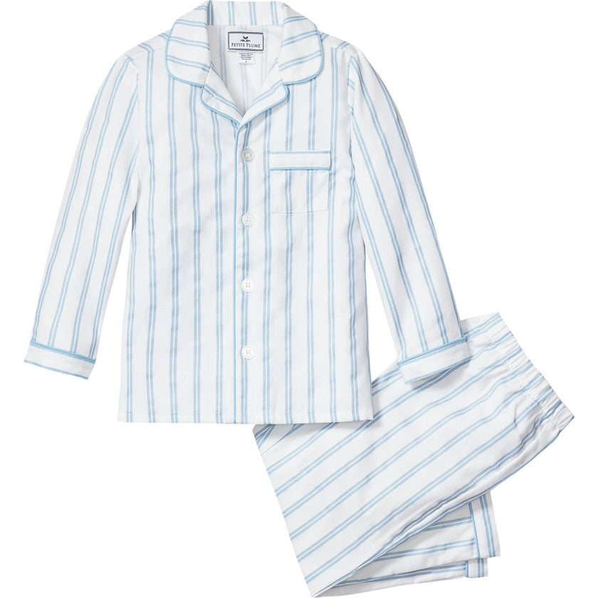 Kid's Twill Pajama Set in Periwinkle Stripe