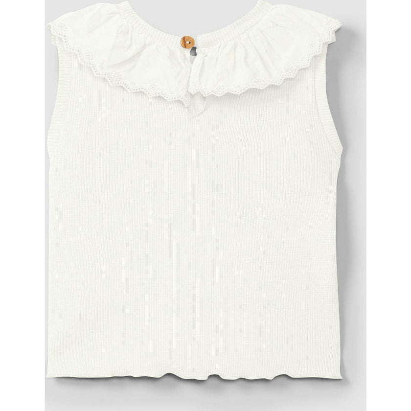 Ruffle Collar Ribbed Tank