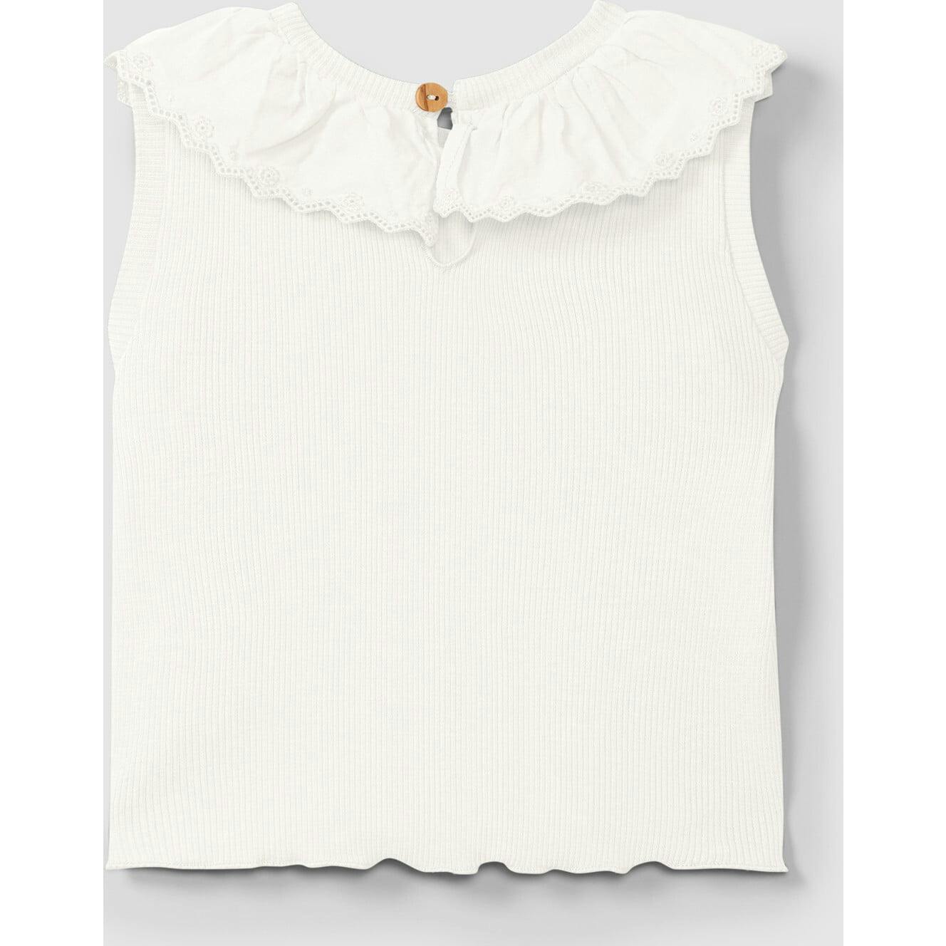 Ruffle Collar Ribbed Tank