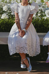 Mini Hattie Dress in White Lace