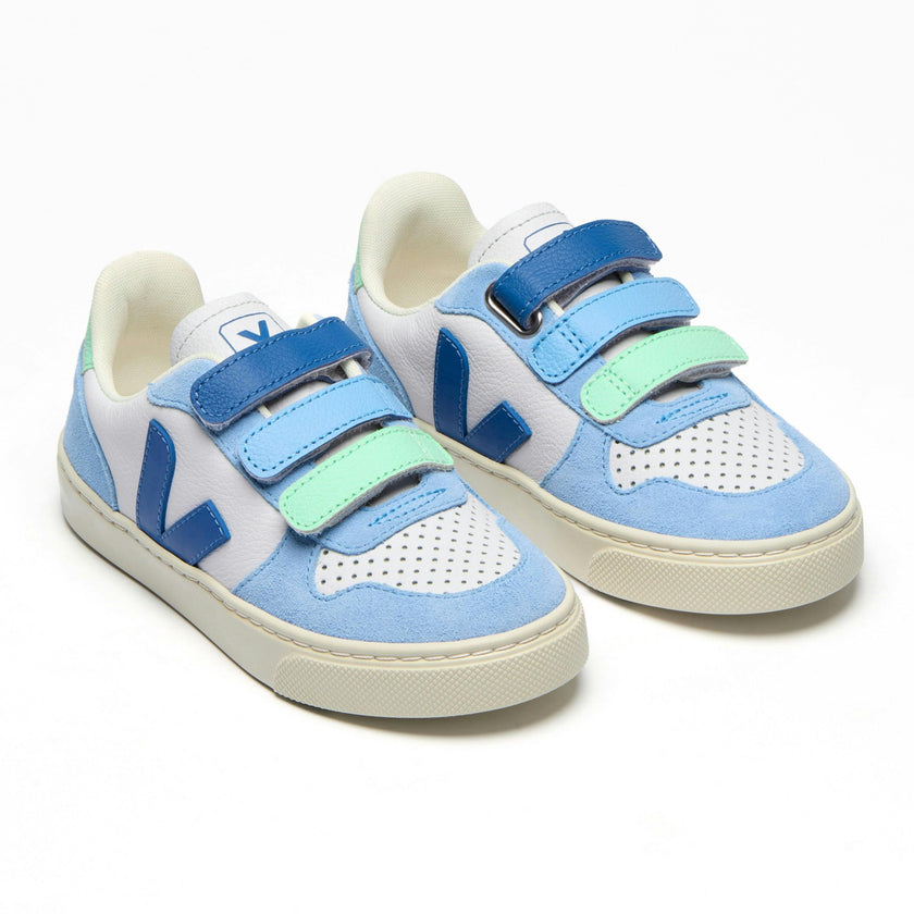 VEJA V-10 Chromefree Leather Sneakers - Indigo Ice