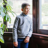 Quilted Shawl Collar Sweatshirt