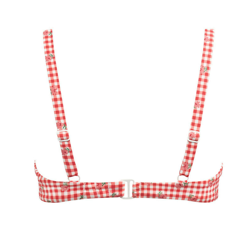 women's cranberry gingham triangle bikini top