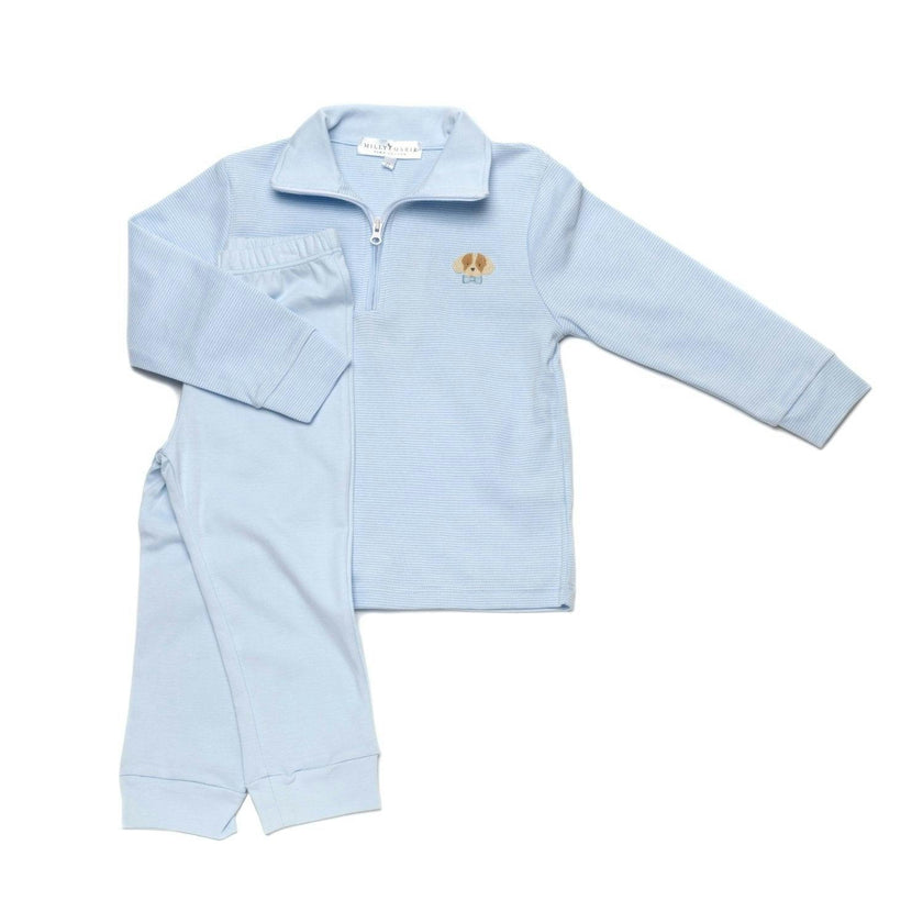 Spotted Half Zip Baby Pullover Set