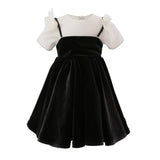 Black & White Crestella Velvet Bow Dress