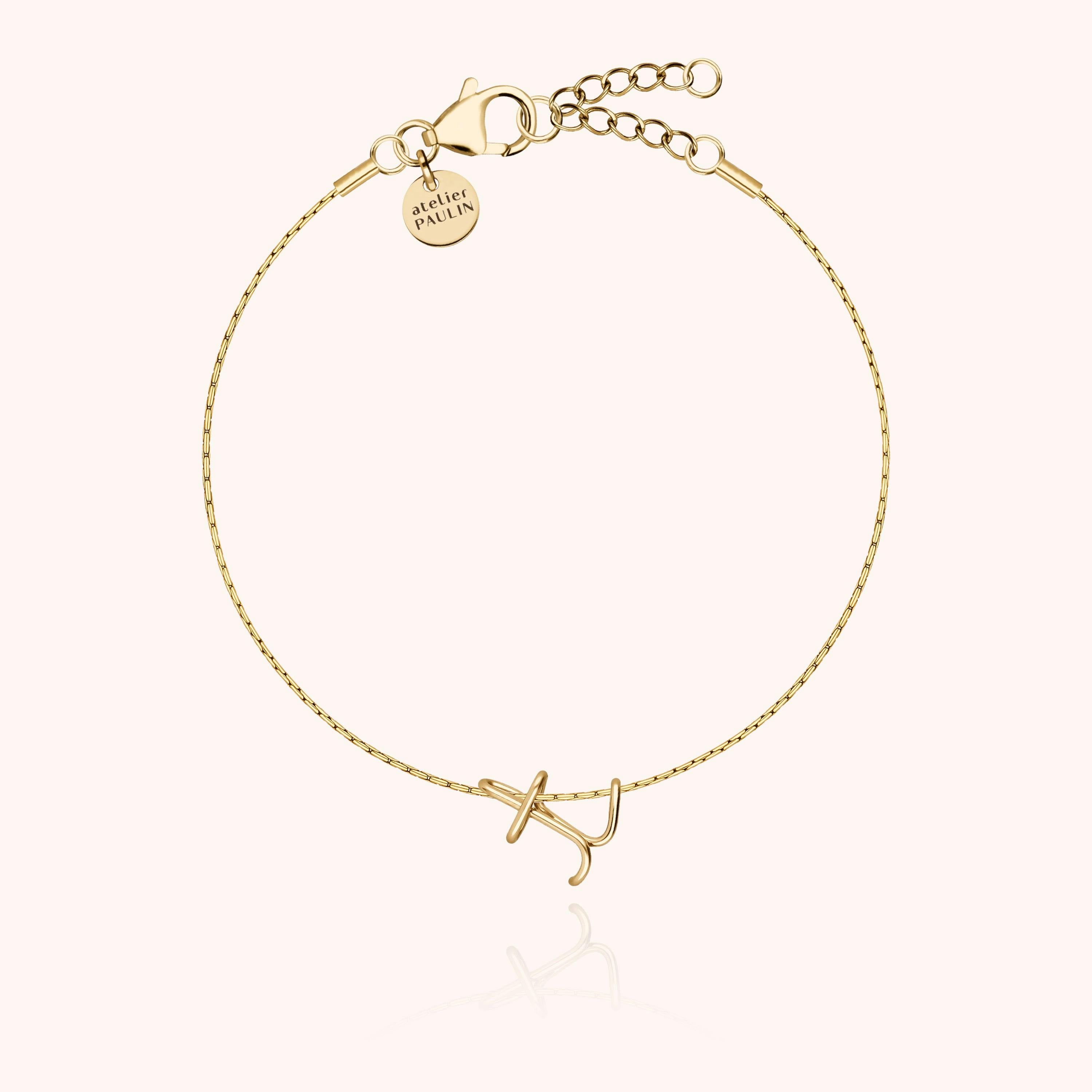 Initial Bracelet, 14k Yellow Gold Filled