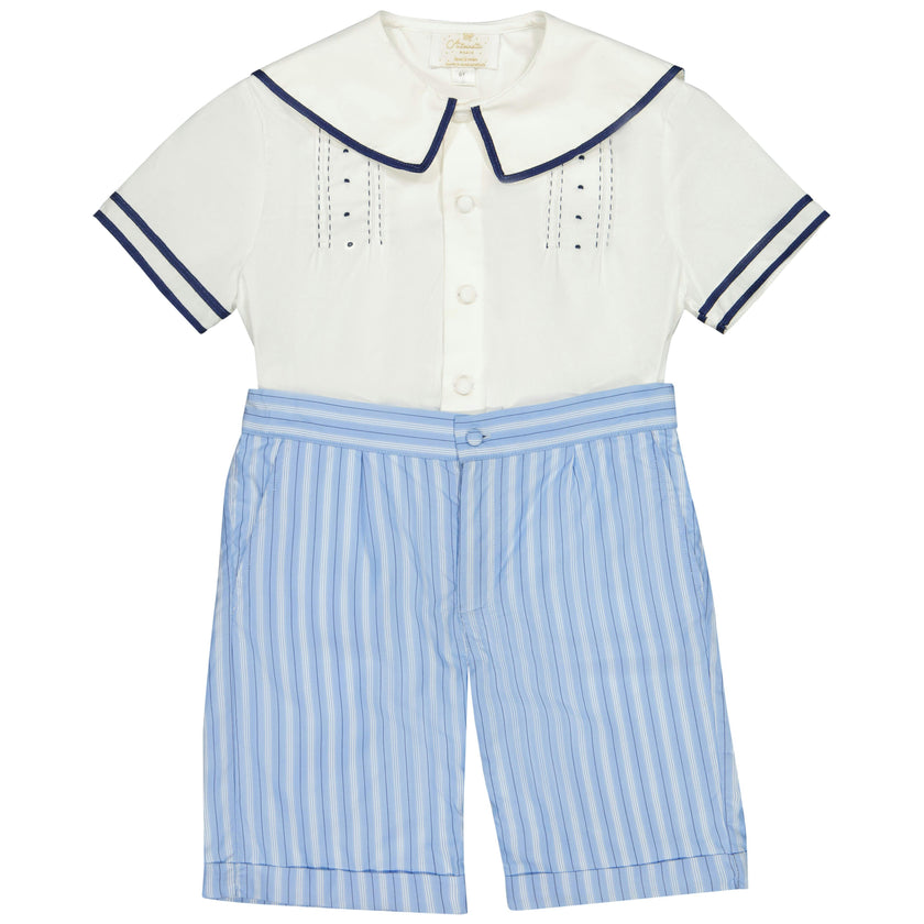 William Blue Stripe Shorts and Shirt