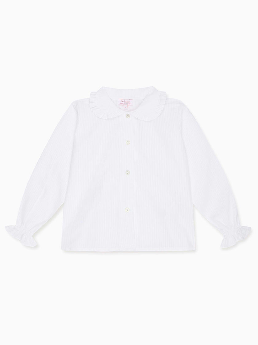 White Dameras Long Sleeve Girl Shirt