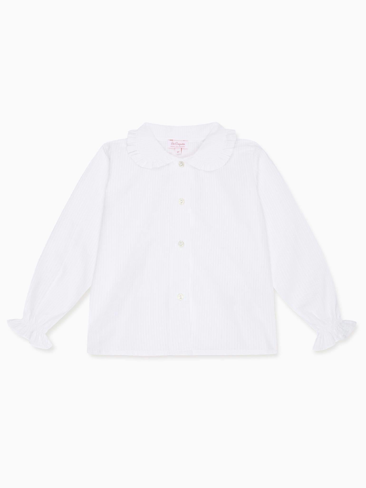 White Dameras Long Sleeve Girl Shirt