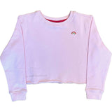 Girls Raw Hem Crew Neck Long Sleeve Crop Sweatshirts
