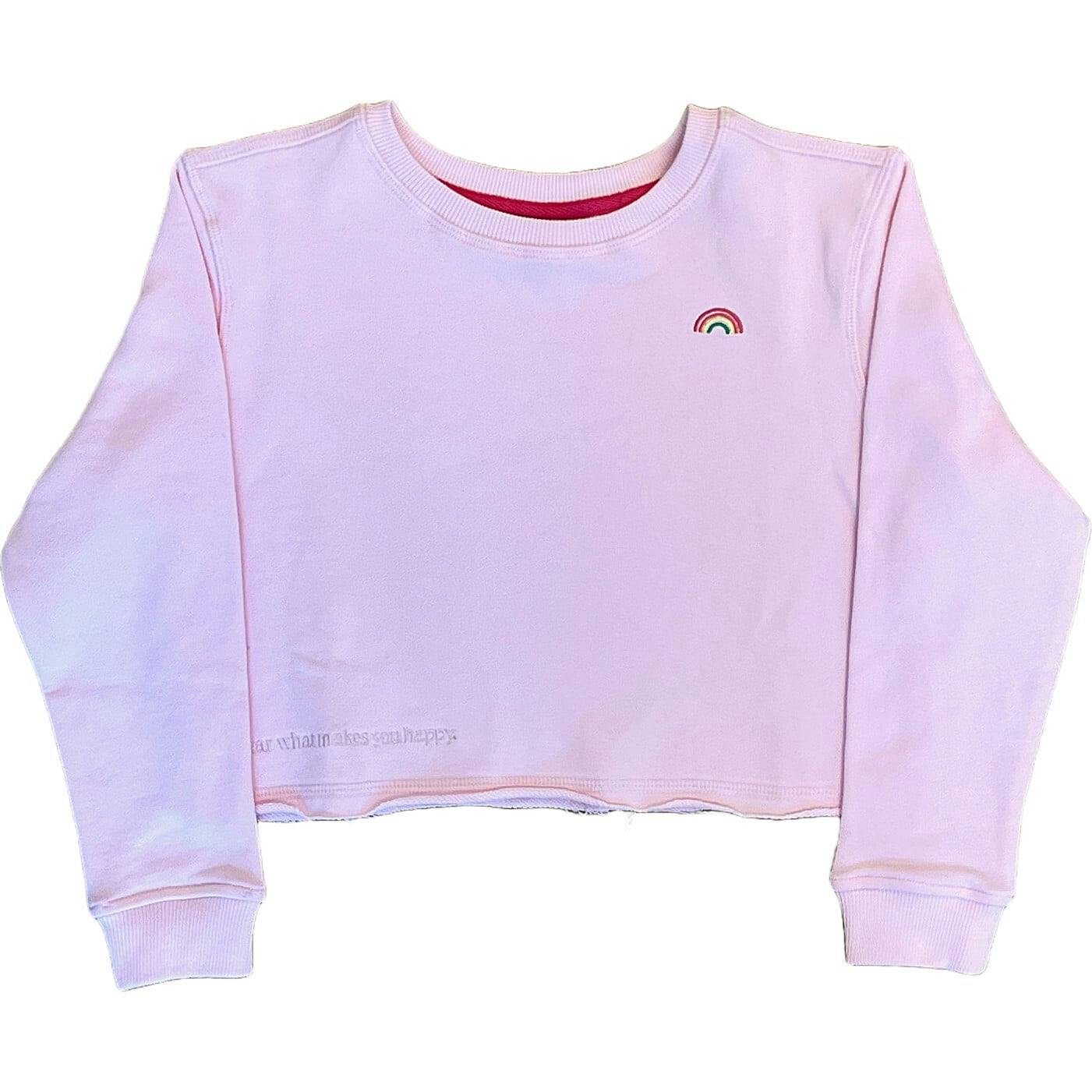 Girls Raw Hem Crew Neck Long Sleeve Crop Sweatshirts