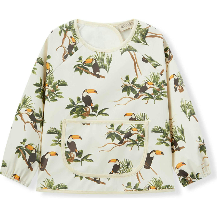 White Long Sleeve Pocket Bib