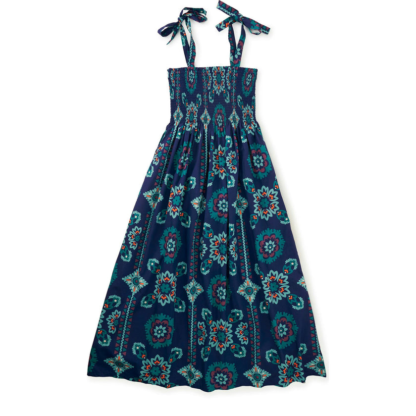 Women's Tie Shoulder Smocked Dress, Blue