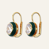Green Enamel Bezel Drop Earring