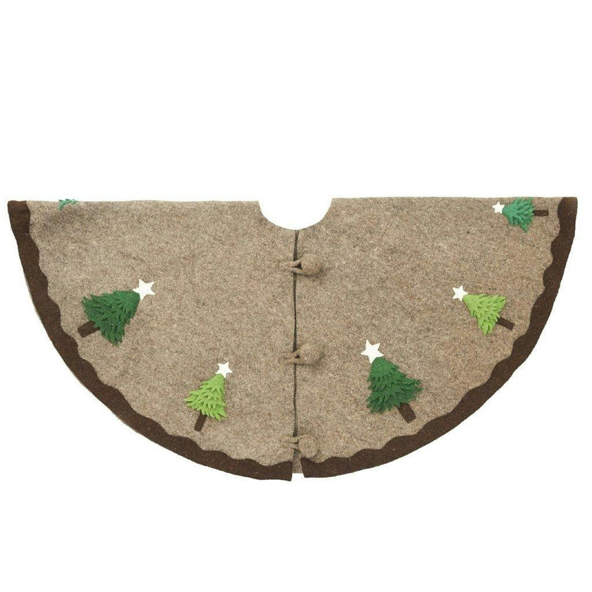 Handmade Christmas Trees Gray Christmas Tree Skirt Felt 60" Arcadia Home
