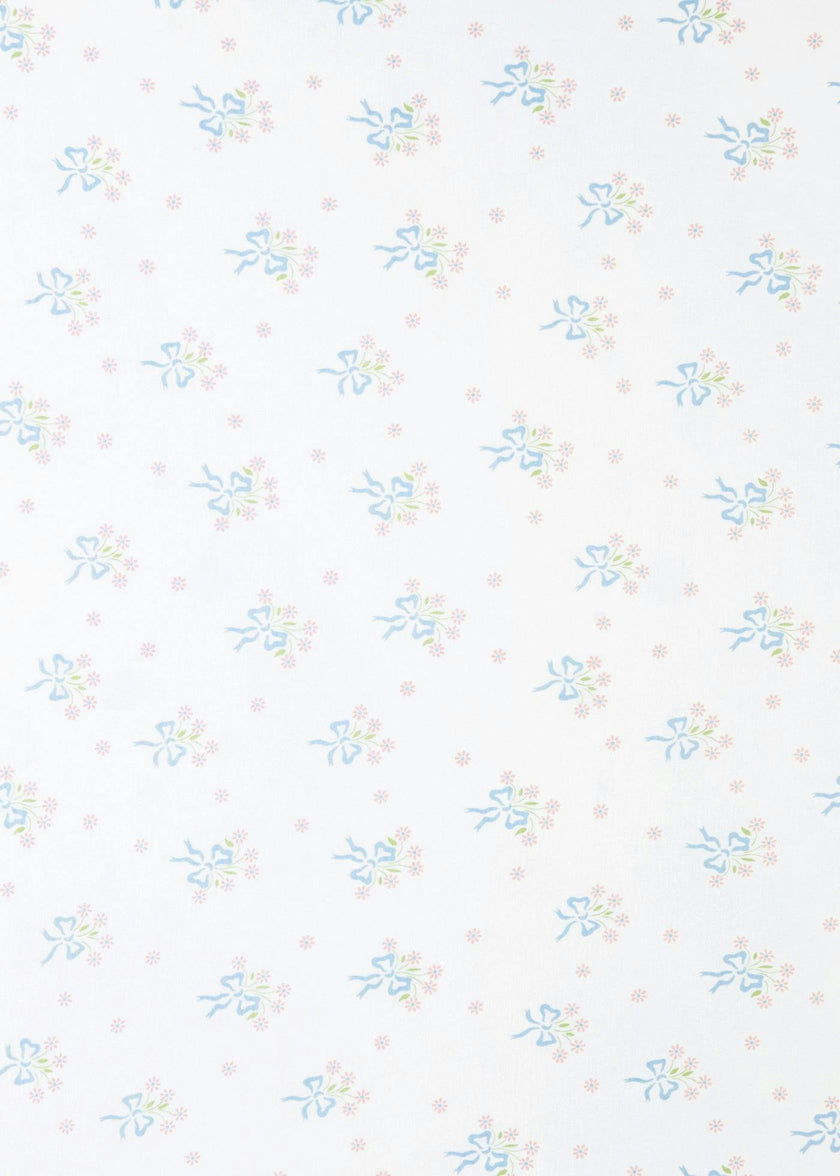 Pima Crib Sheet - Blue Bow Bouquet