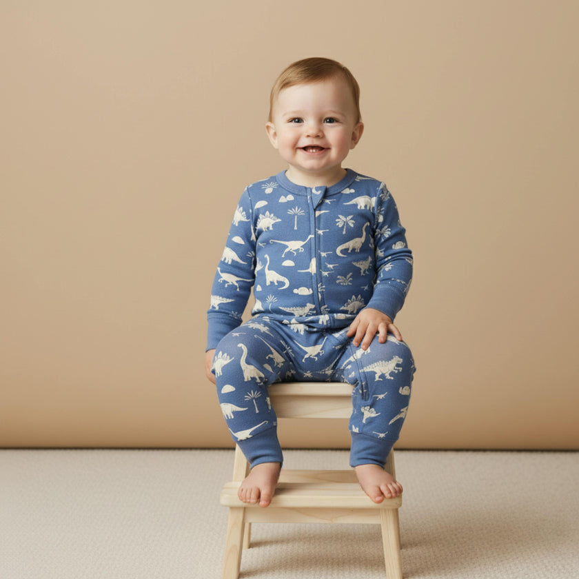 Organic 2-Way Zip Romper - Dino