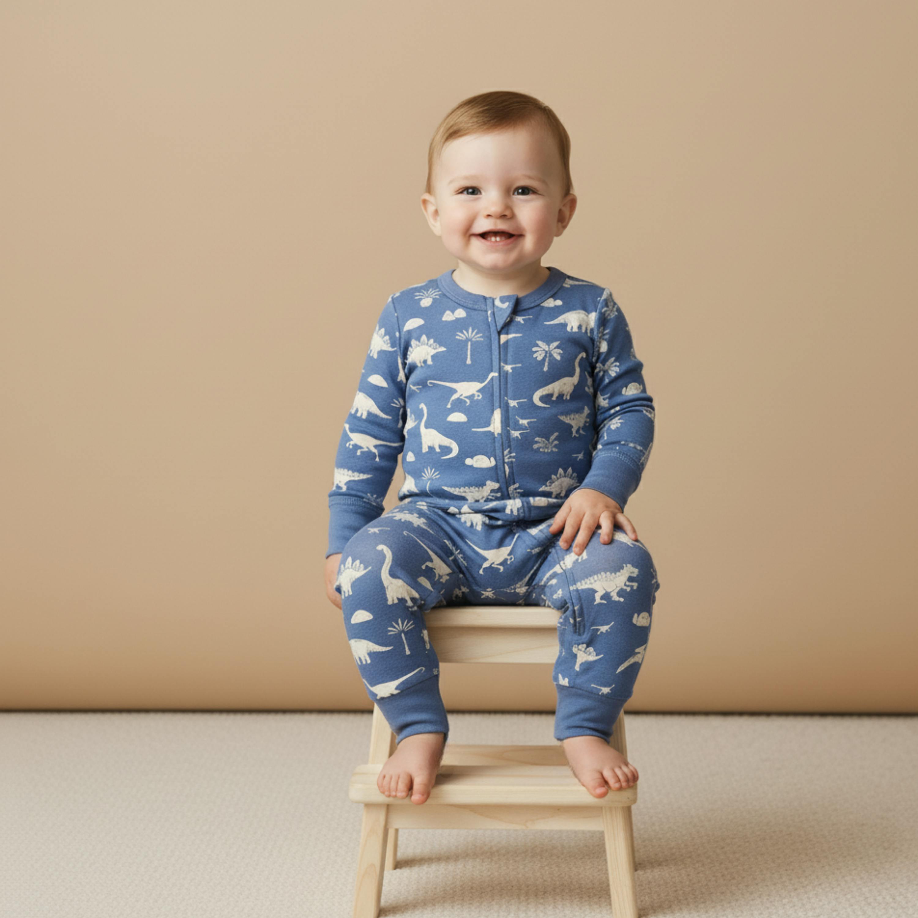 Organic 2-Way Zip Romper - Dino