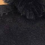 Suede Pom-Pom Ballet Flat | Black