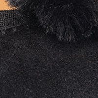 Suede Pom-Pom Ballet Flat | Black