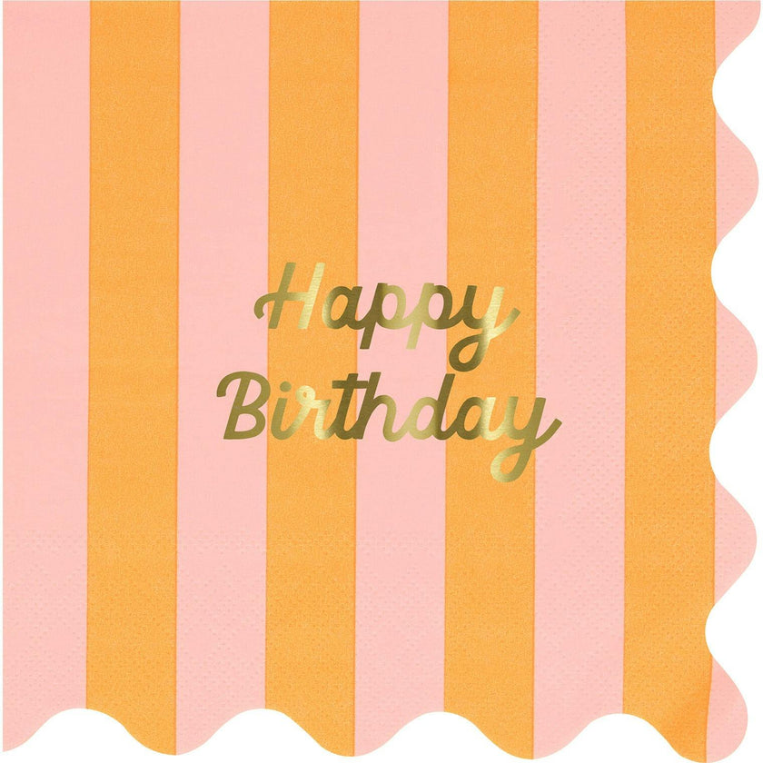 Stripe Happy Birthday Large Napkins
