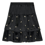 Velvet Layered Embroidered Elastic Waist Skirt