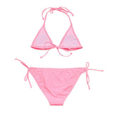 Shirred Halter Neck Tie Front & Bottom Triangle Bikini