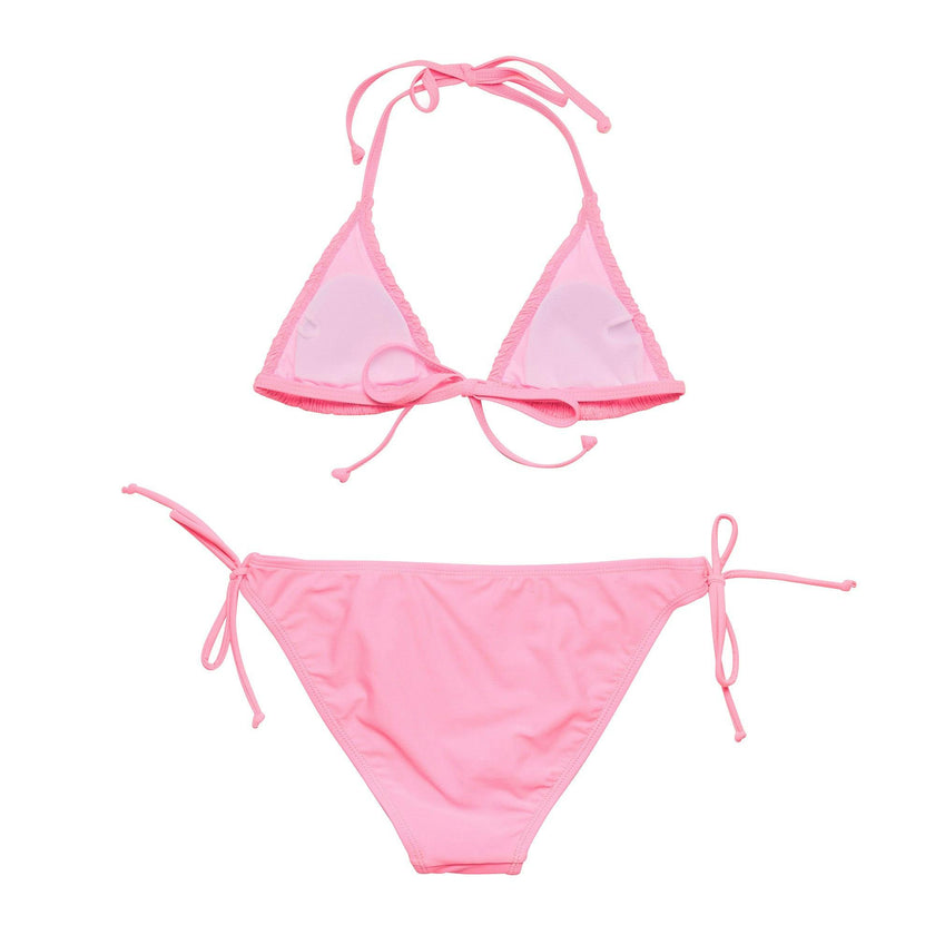 Shirred Halter Neck Tie Front & Bottom Triangle Bikini