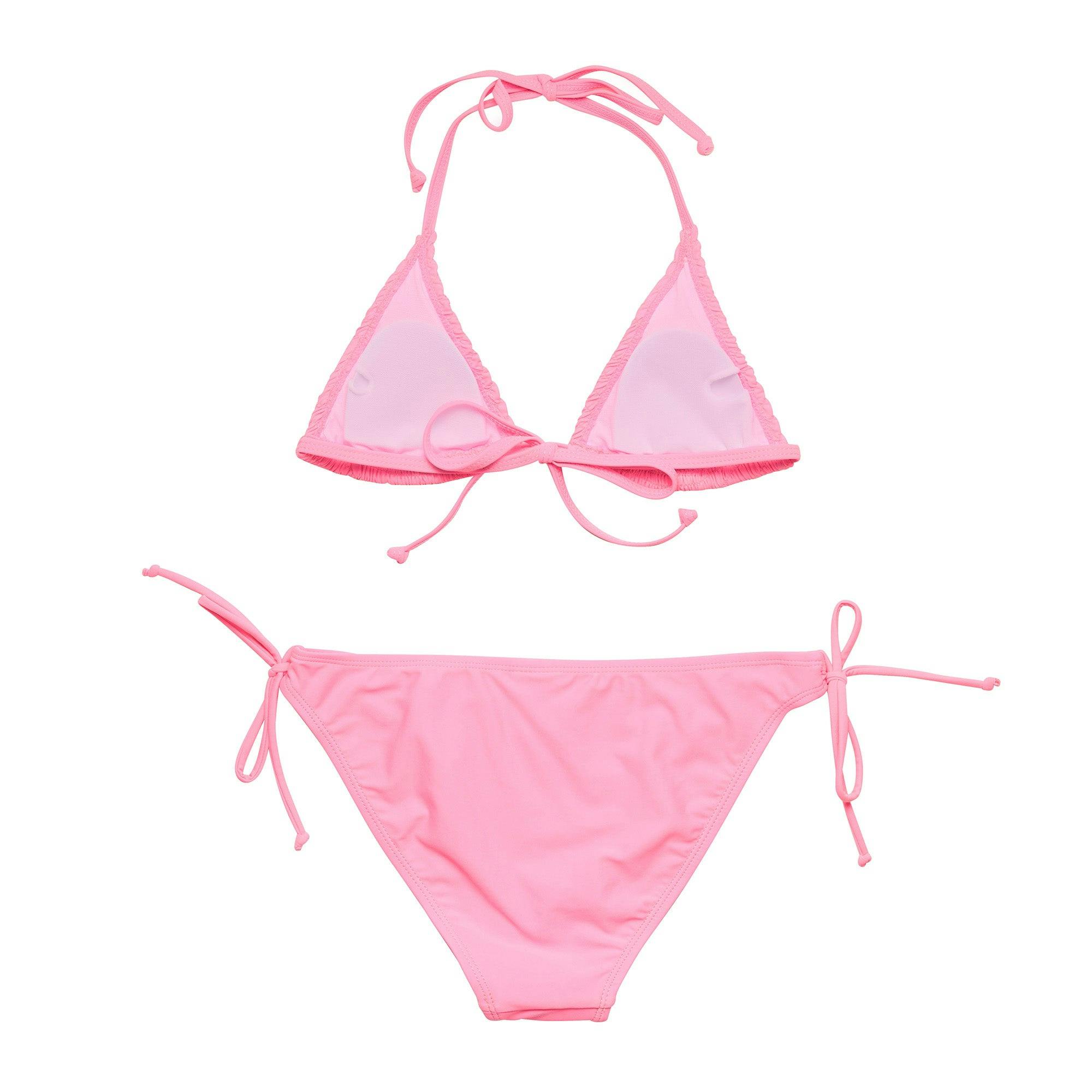 Shirred Halter Neck Tie Front & Bottom Triangle Bikini