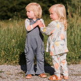 Rust Pinstripe Ruffle Overall