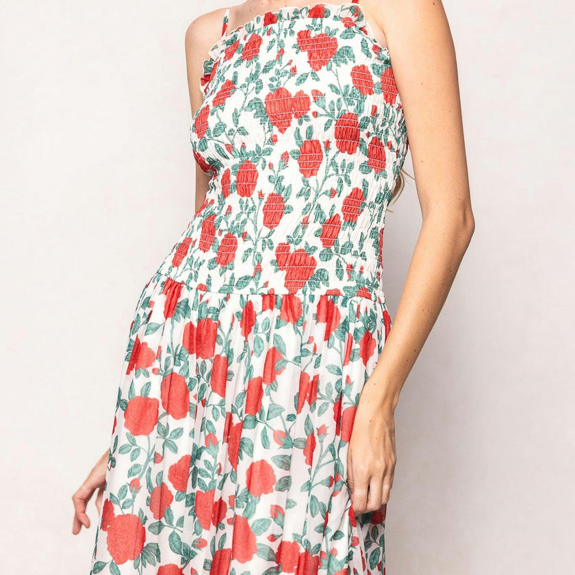 Kimberly Dress in Red Roses