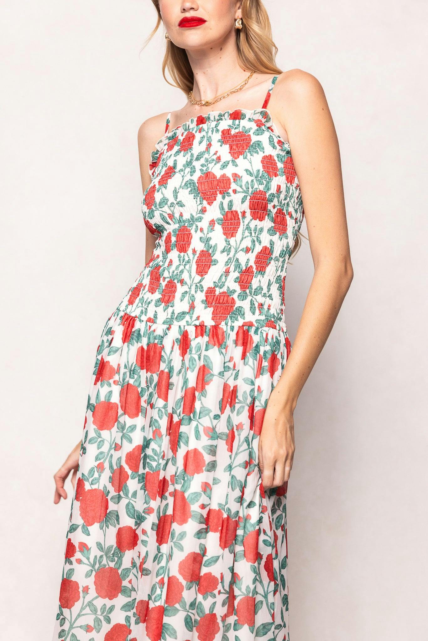 Kimberly Dress in Red Roses