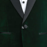 Green Velvet Suit with Black Accents